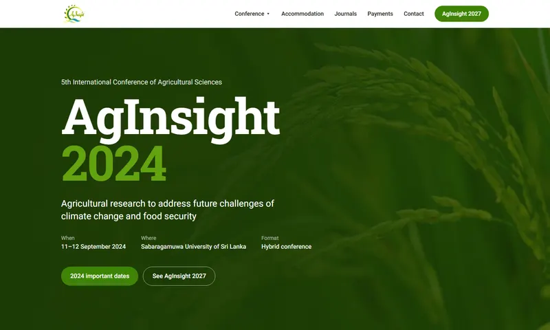 The AgInsight 2024 homepage: 5th International Conference of Agricultural Sciences, 11–12 September 2024