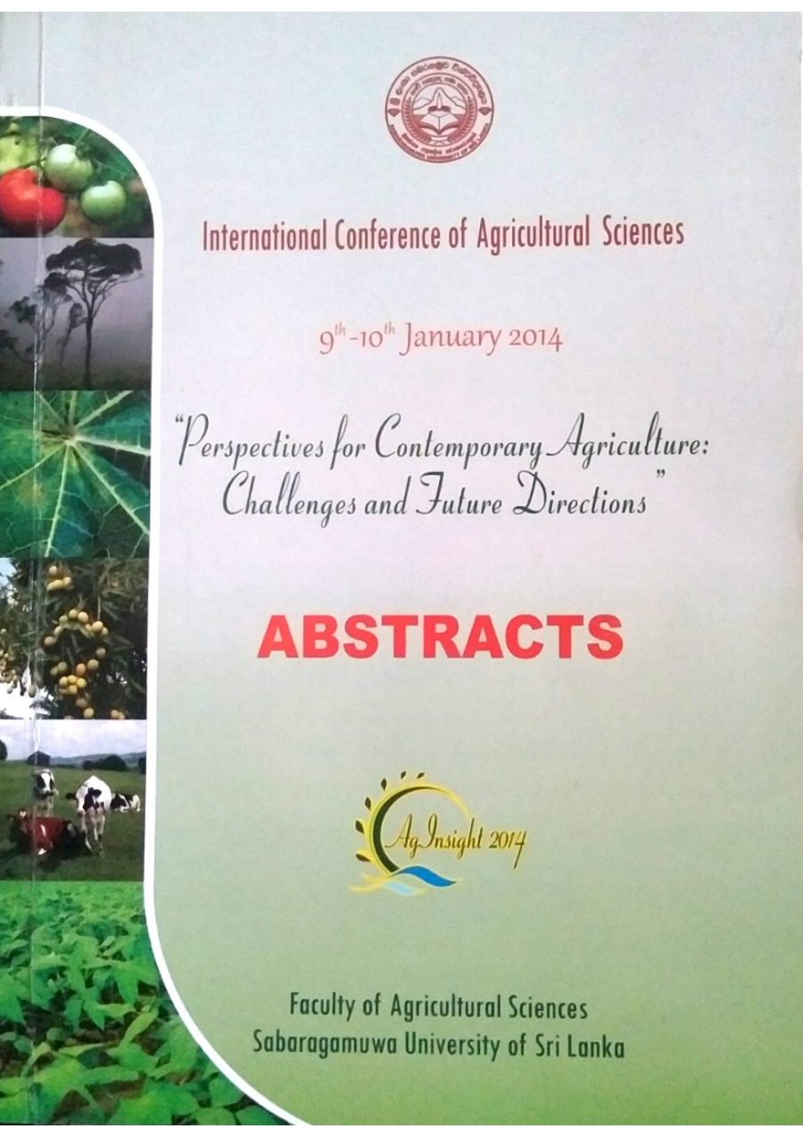 International Conference of Agricultural Sciences 2014 proceedings cover