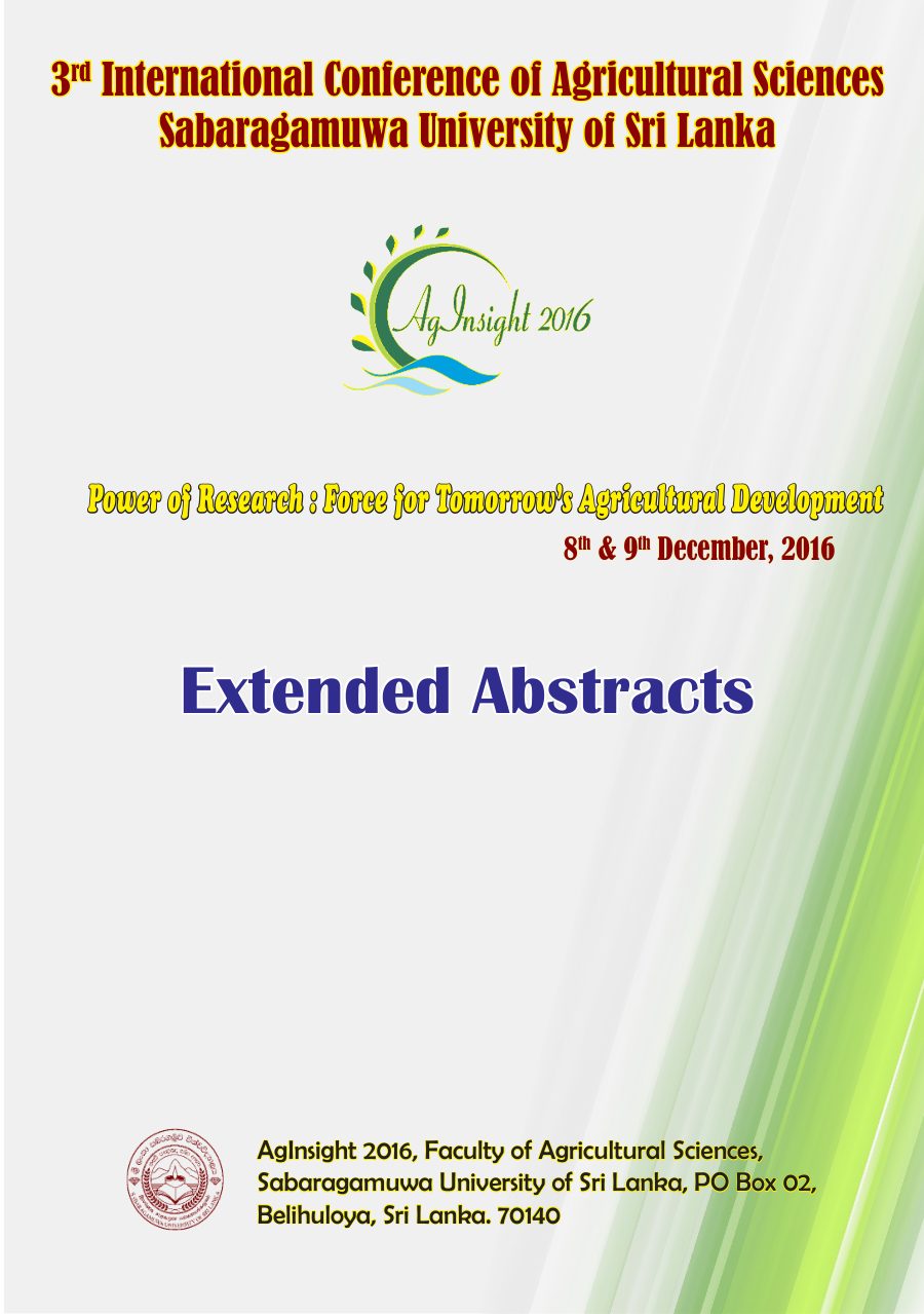 3rd International Conference of Agricultural Sciences 2016 proceedings cover